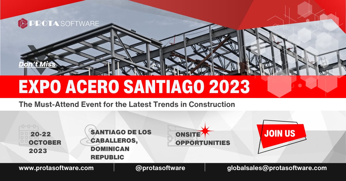 A banner for Expo Acero Santiago 2023 Prota Software