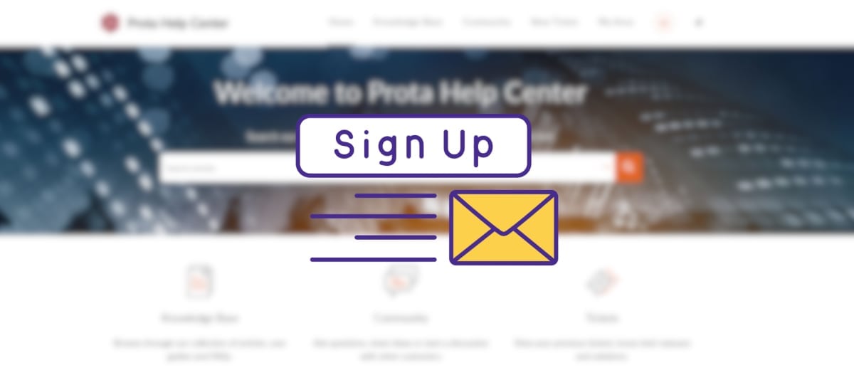 Prota Help Center - Sign Up